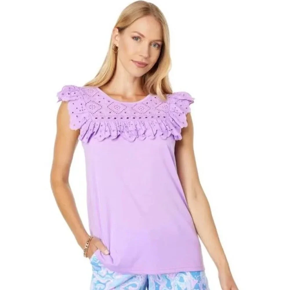 Lilly Pulitzer Purple Iris Bev Top NWOT - Picture 1 of 6